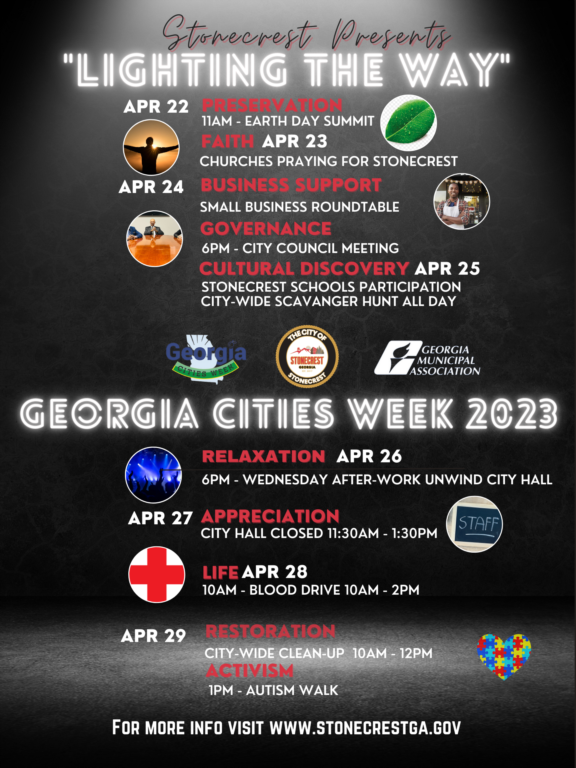 Stonecrest Announces Georgia Cities Week 2023 Community Events.